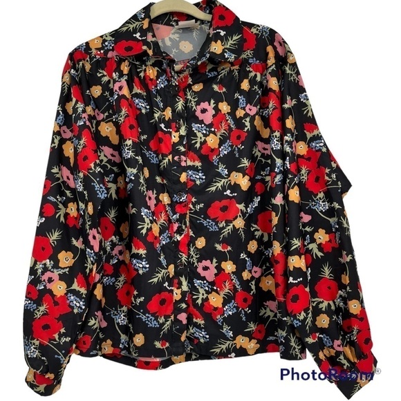 Vintage Retro Floral Button up Blouse Women’s Modern Size Medium/Large (AS IS) - Picture 1 of 10